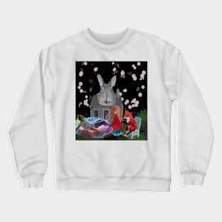 watercolor dream rabbit house with fox chocolate doll Crewneck Sweatshirt